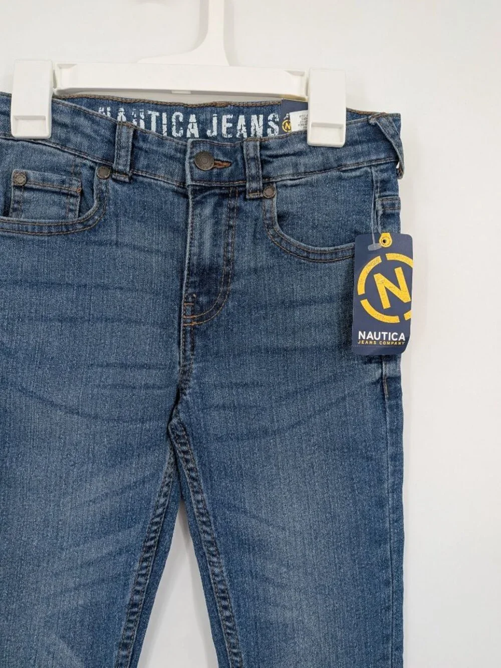 Nautica Straight Stretch Jeans Denim Classic Preppy Adjustable Waist Boys Size 6